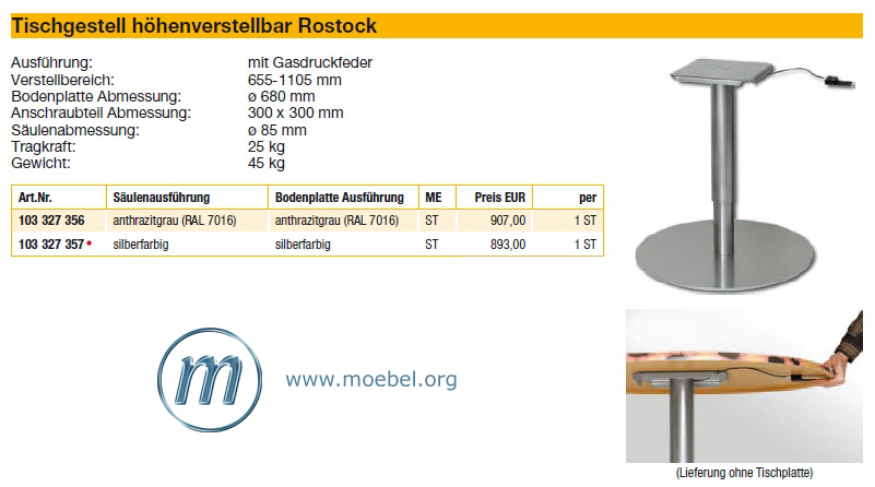 Tischgestell höhenverstellbar Rostock