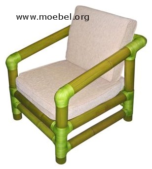 Modell "Madura", eleganter Sessel aus Bambus, grün gebeizt