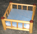 Katzenbett, Hundebett aus Bambus und Rattan, mit Matratze
