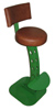 Barhocker mit Sitz und Lehne in Leder, Gestell aus Stahl, grün pulverbeschichtet, mit Fußstütze / Fußpodest ---> www.barhocker.info