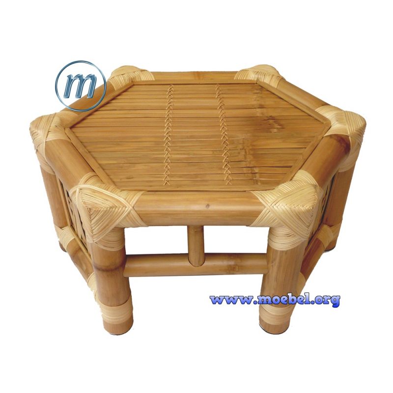 Couchtisch oder Footrest (Fußablage), sechseckig. Bambusmöbel