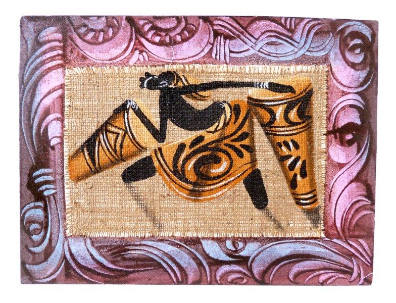 Kunstwerk aus Bali, Indonesien, traditionelles Bild auf Leinen, 40x30cm, P1130522