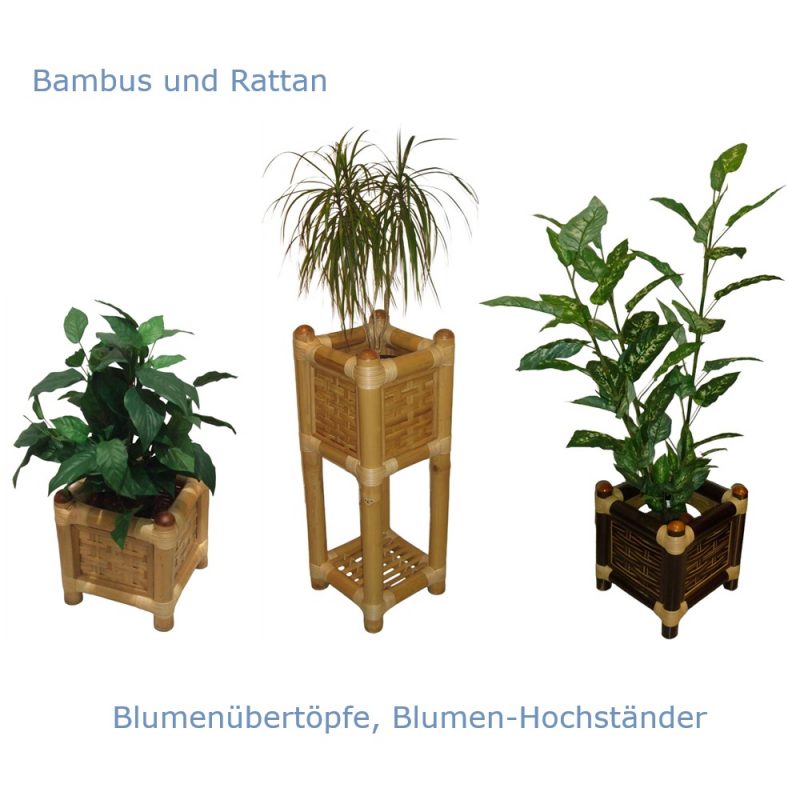 Blumen-Übertöpfe und Blumenständer aus Bambus