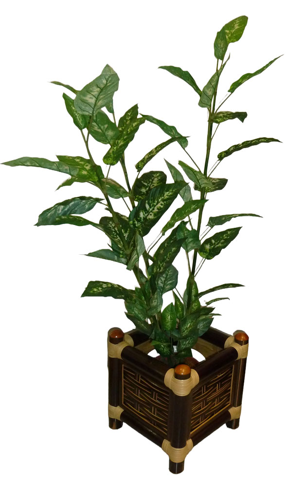 Blumen-Übertöpfe und Blumenständer aus Bambus
