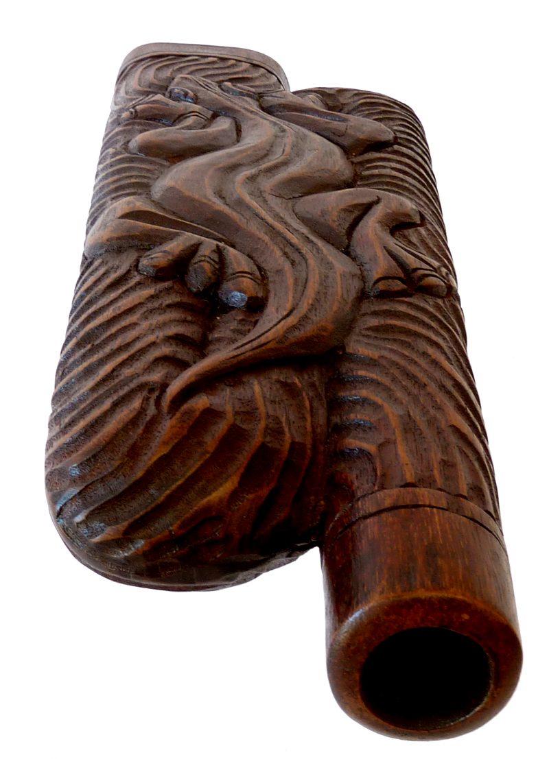 Didgeridoo aus Holz, Motiv Gecko (Schnitzkunst), 53cm