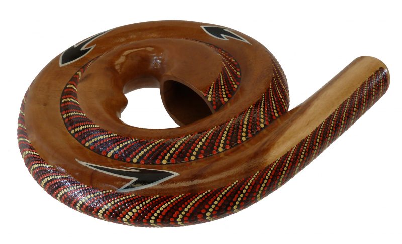 Didgeridoo aus Holz, bemalt (Batik), Musikinstrument
