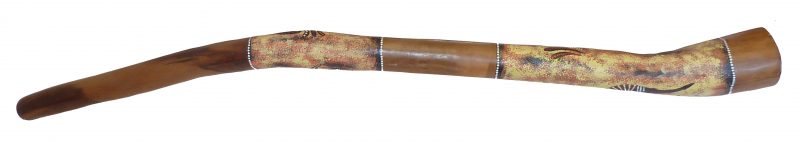 Didgeridoos aus Holz, Musikinstrumente bemalt mit Batik, Indonesien