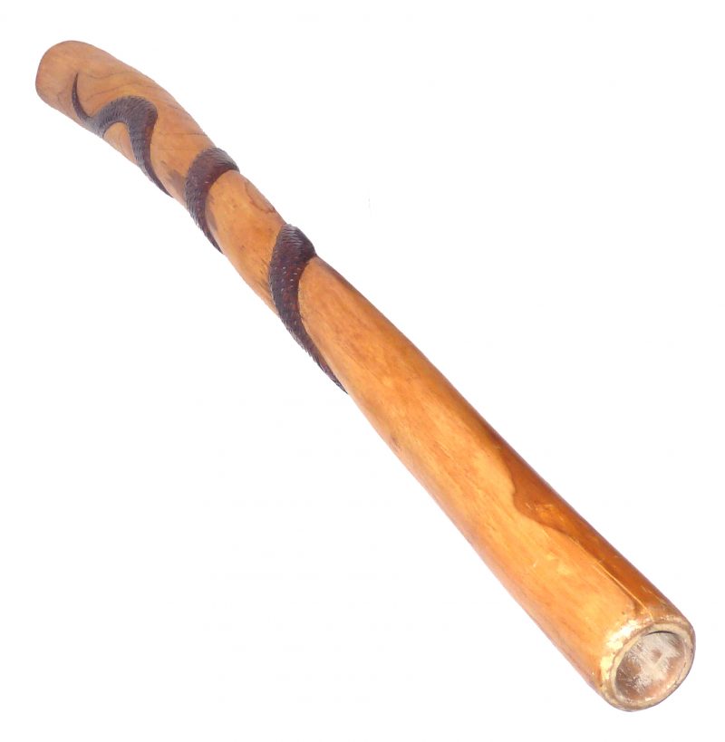 Didgeridoo aus Holz, mit Schnitzerei, Motiv Schlange