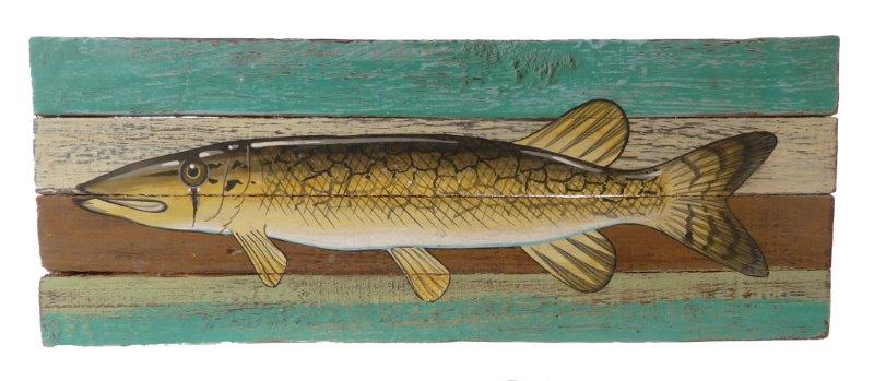 Fisch, Bild / Malerei. Kunst auf Holz 44x17cm