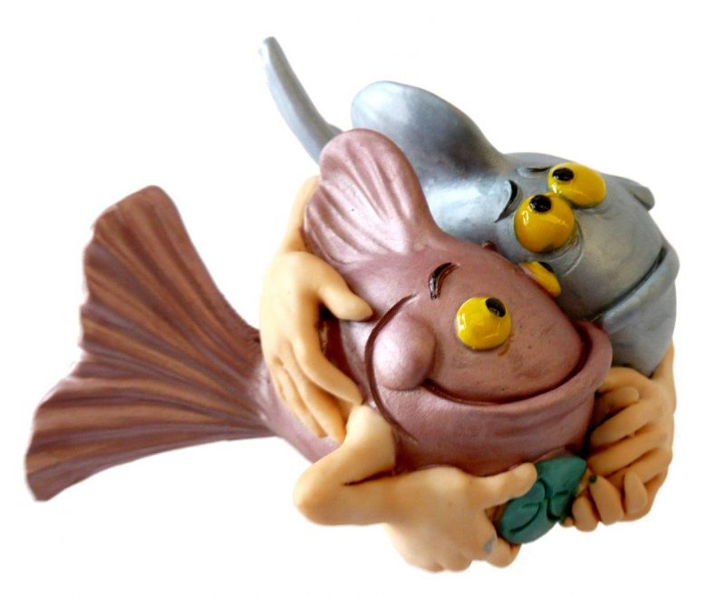 Fische, handbemalte Sternzeichen-Figuren aus Keramik