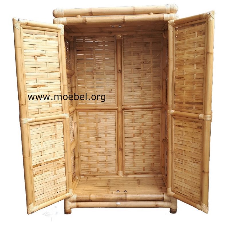 Hochschrank mit Kleiderrohr, Kasten aus Bambus
