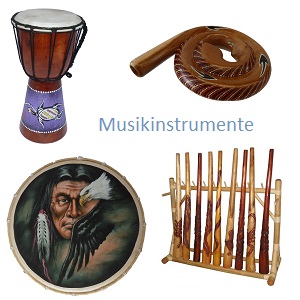 Musikinstrumente, Didgeridoos, Djemben, schamanische Trommeln,...