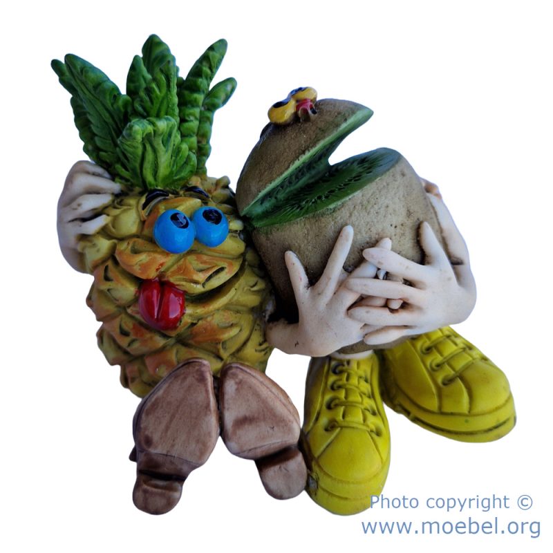 Paar Ananas und Kiwi, Coppia ananas e kiwi, Couple of pineapple and kiwi 2