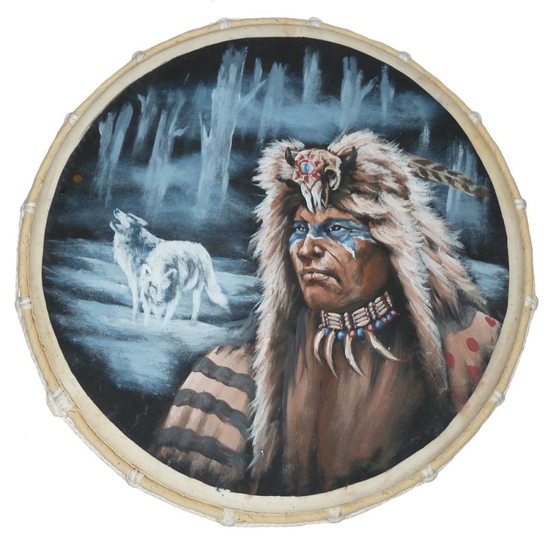 Schamanische Trommel, Flat Drum, IndianerP1070511