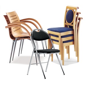 Stühle aus Holz / Metall, Kunststoff, Alu. Sessel aus Holz und Stapelstühle