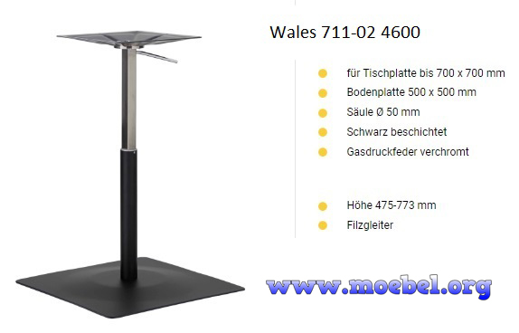 Höhenverstellbares Tischgestell mit Gasdruckfeder, Wales-4600-711-02
