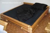 Bambusbett Marina, Doppelbett aus Bambus, 1 Rohr am Kopfteil, Rattanwicklungen