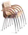 Stapelbare Stühle / Stapelstühle mit Armlehne, Modell "Ingrid", Sitz gepolstert oder mit Holzsitz, stapelbare Sessel / Stühle