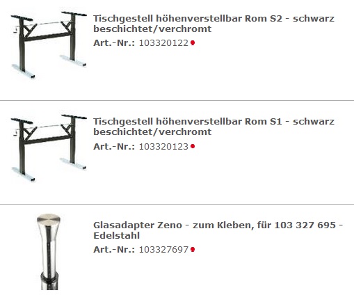 Hoehenverstellbare Tischbeine für Tisch mit Glasplatte. hoehenverstellbar