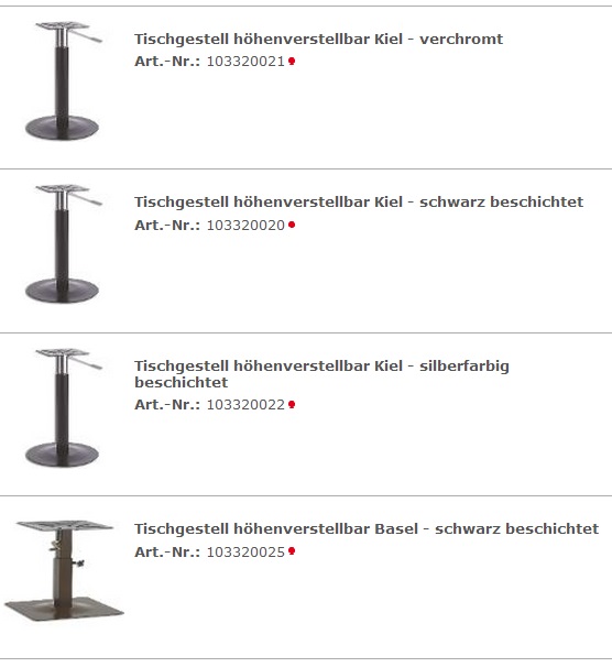 Hoehenverstellbare Tische, Tischgestelle