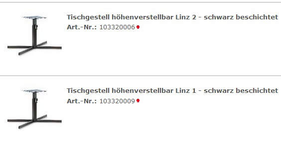 Hoehenverstellbare Tischgestelle
